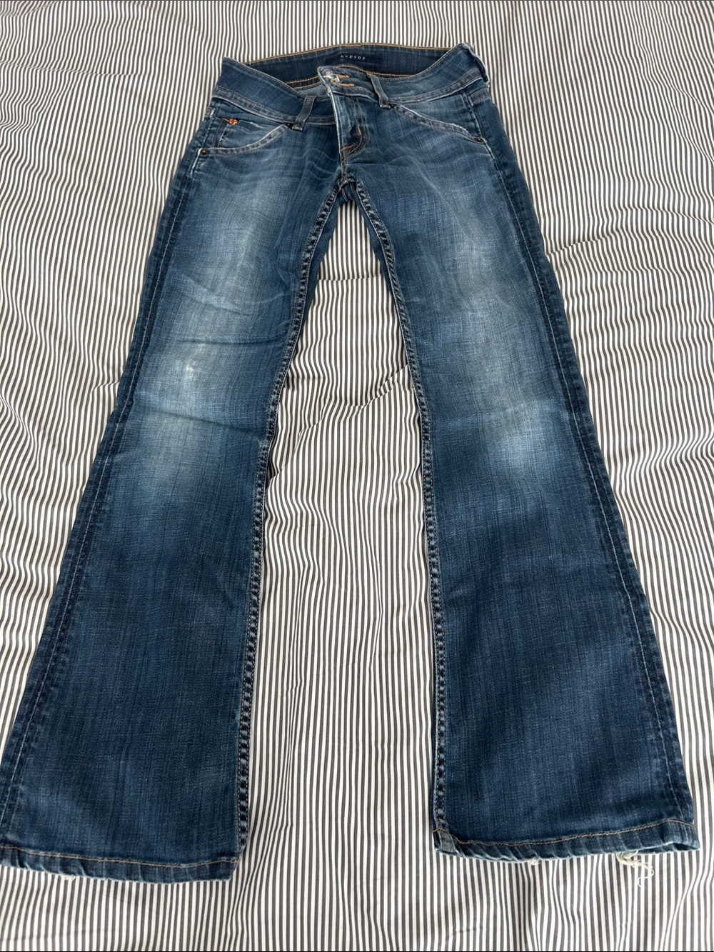 Hudson Signature Bootcut Jeans, Dark Blue Flare Wide-Leg Jeans